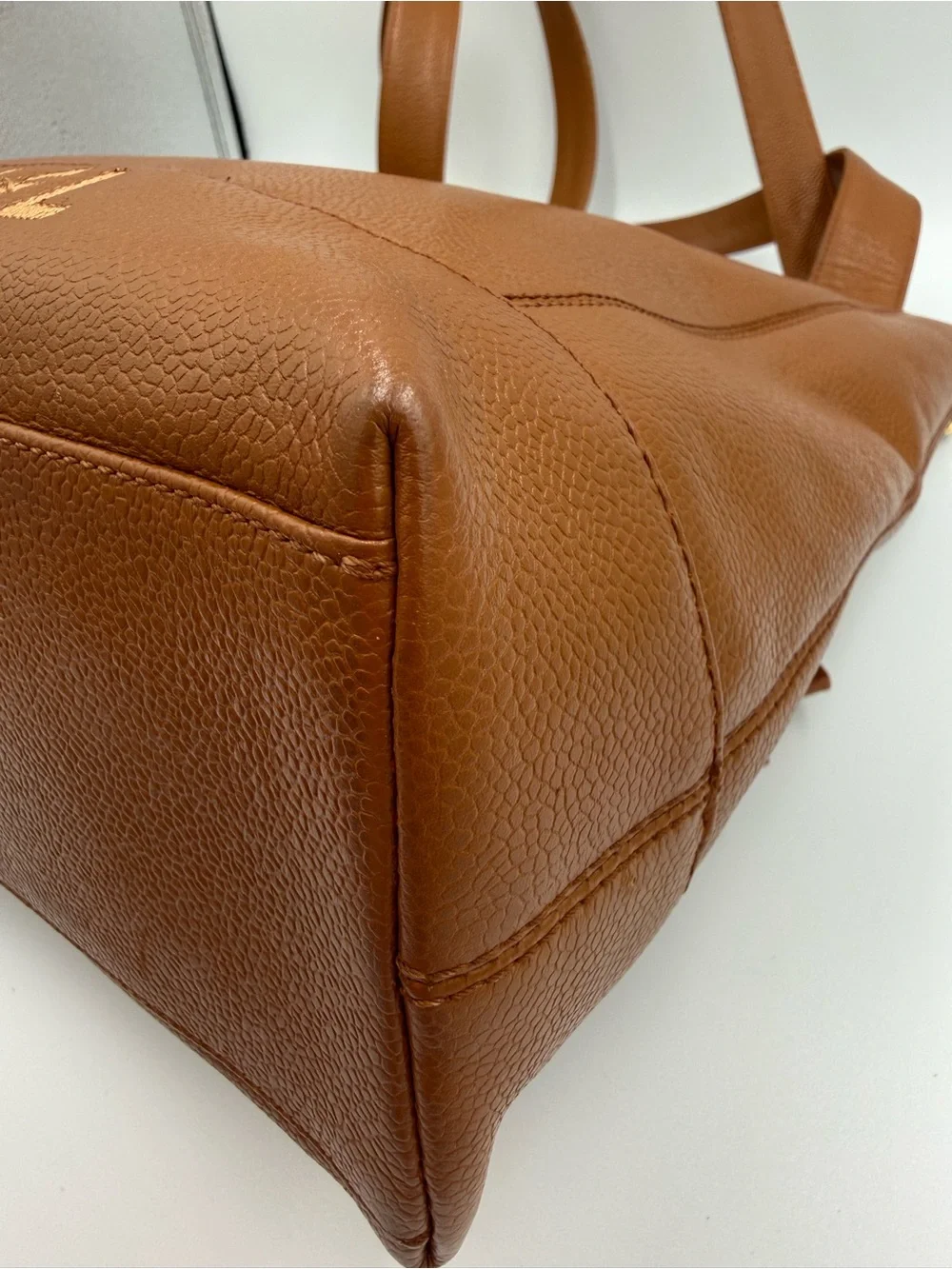 CHANEL Tan/Brown Caviar Leather Tote with CC Charm and Gold Hardware